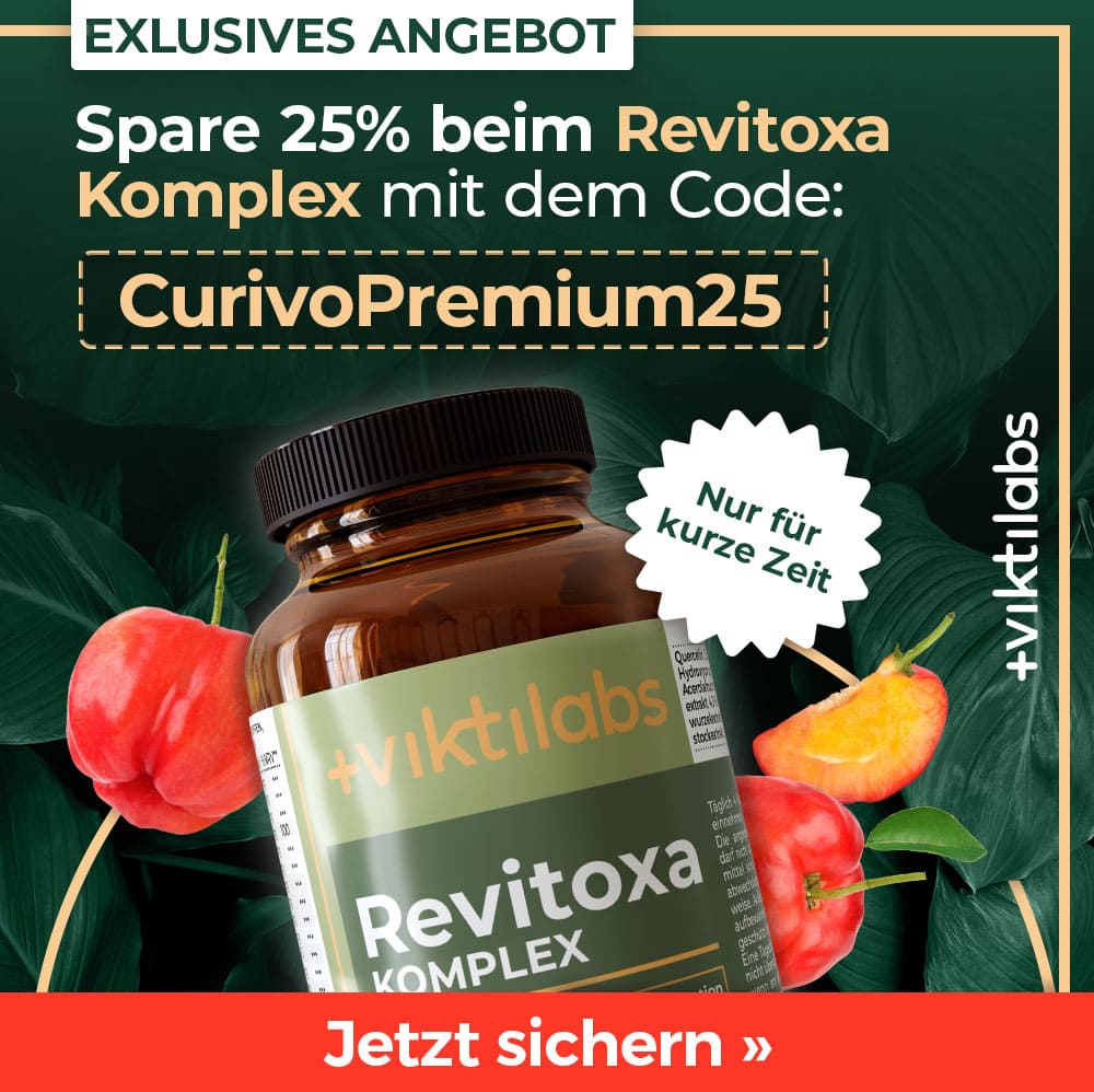 Werbung: 25% Rabatt auf den Viktilabs Revitoxa Entgiftungskomplex mit dem Code CurivoPremium25