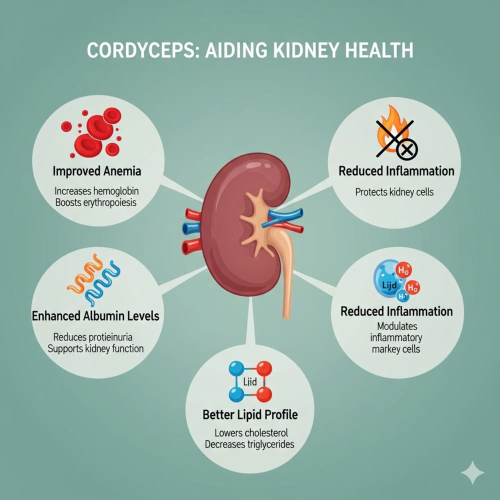 Cordyceps: Linderung von Begleiterkrankungen bei chronischer Nierenschwäche