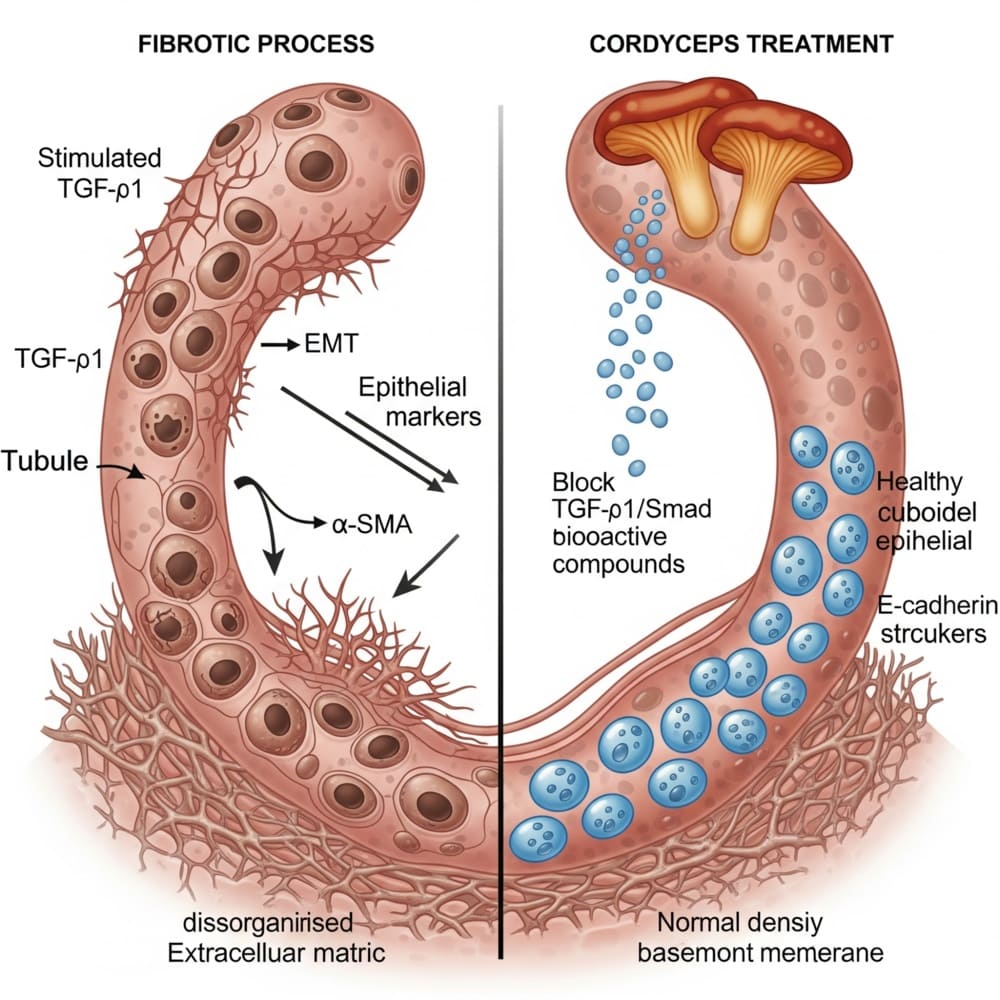Schutz vor Nierenvernarbung: Die Rolle von Cordyceps bei der Hemmung der Fibrose.
