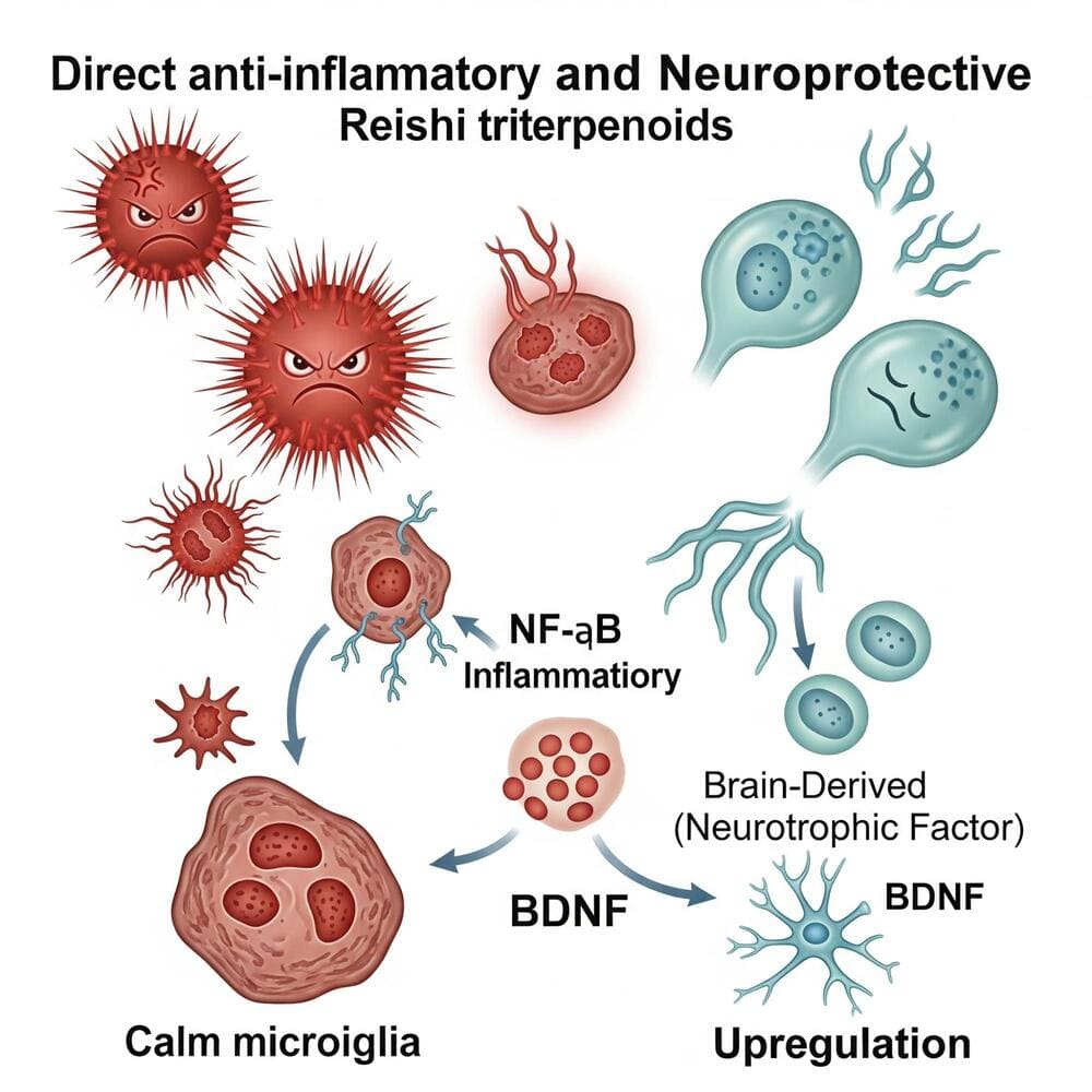 Reishi: Entzündungshemmung und Neuroprotektion im Gehirn.